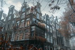 Traditional dutch houses standing in a row on an autumn day Product Image 1