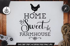 Farmhouse SVG Sign Design - Home Sweet Farmhouse DXF PNG PDF Product Image 2