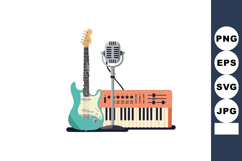 Electric guitar microphone and keyboard music instruments ve Product Image 1