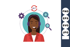Customer support female agent with headset and 24/7 service Product Image 1