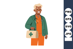 Male medical professional with first aid kit and stethoscope Product Image 1