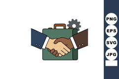 Business handshake with briefcase and gear symbolizing partn Product Image 1