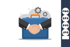 Handshake business deal with briefcase and gears background Product Image 1