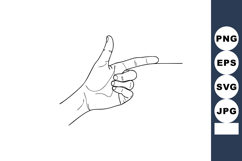 Hand gesture pointing finger vector line art illustration si Product Image 1