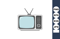 Retro vintage television set with antenna and control knobs Product Image 1