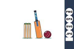 Cricket bat ball and wickets vector illustration with blue h Product Image 1
