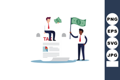 Businessmen holding money and flag on tax document concept f Product Image 1