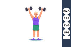 Man lifting dumbbells in purple tank top and green shorts fi Product Image 1