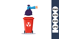 Radioactive waste disposal with gloved hand holding toxic tr Product Image 1