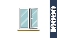 Window with open glass pane and white frame vector illustrat Product Image 1