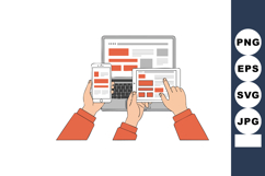 Hands holding smartphone tablet and laptop showing responsiv Product Image 1