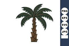 Palm tree vector illustration with detailed brown trunk and Product Image 1