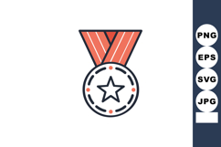 Medal with star symbol and orange ribbon vector icon for ach Product Image 1