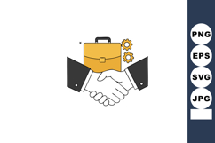 Handshake business agreement with briefcase and gears symbol Product Image 1