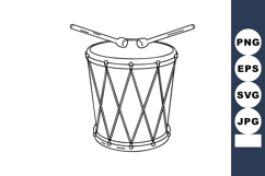 Drum with two drumsticks simple black outline vector illustr Product Image 1