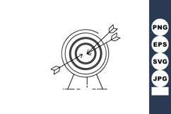 Target with arrows hitting bullseye vector outline icon for Product Image 1