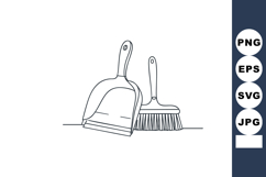 Dustpan and brush simple line art cleaning tools for househo Product Image 1