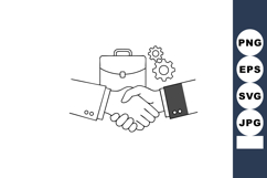 Business handshake with briefcase and gears symbolizing part Product Image 1