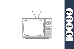 Retro television set with antennas classic vintage style bla Product Image 1