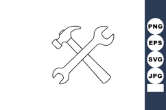 Hammer and wrench crossed tools icon for repair maintenance Product Image 1