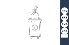 Hand disposing radioactive waste bag into hazardous waste co Product Image 1