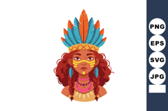 Native American woman with traditional headdress and face pa Product Image 1