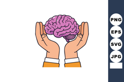Brain held carefully in hands symbolizing mental health and Product Image 1