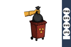 Waste Disposal Illustration with Hand Holding Black Trash Ba Product Image 1