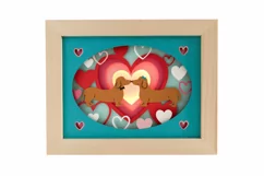 Valentine 3D Shadow Box SVG Sausage Dogs Layered Paper Cut Product Image 1