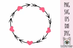 Wreath with hearts and arrows, Hearts Svg cut file. Product Image 2