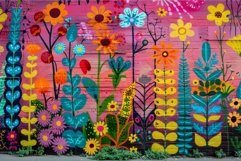 Vibrant street art mural of colorful garden Product Image 1