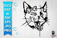 Crazy Cat with Lollipop | SVG, AI, Dxf &amp; Png Cut file Product Image 1