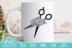Pretty Floral Scissors SVG | Hairdresser SVG Product Image 4