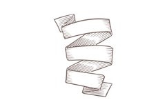 Sketch vintage banner. Hand drawn curved ribbon in sketch st Product Image 1