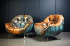 Vintage leather armchairs in modern setting Product Image 1