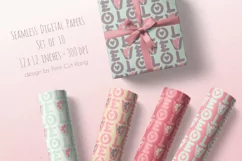 Seamless Valentine Papers Love and Xoxo 10 PNG files Product Image 7