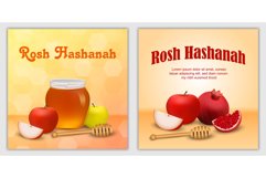 Rosh Hashanah banner concept set, realistic style Product Image 1