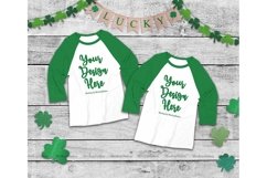 Matching Family St Patrick Raglan Mockup, Green Baseball Tee Product Image 1