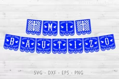 Mi bautizo banner in papel picado style, Svg file for cricut Product Image 1