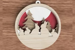 Christmas ornament laser cut file - Bunny family of 5 Product Image 2