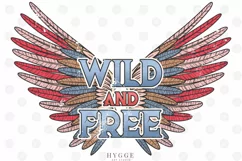 Wild and Free Sublimation design | Patriotic PNG | Wings PNG Product Image 1