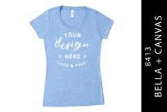 Blue T-Shirt Mockup Bella Canvas 8413 Triblend On White Product Image 1