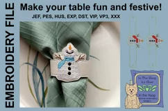 Happy Snowman Napkin Rings - Snowman Embroidery Product Image 1