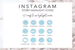 40 Instagram Story Highlights Icons in Blue, Hand Drawn Product Image 1