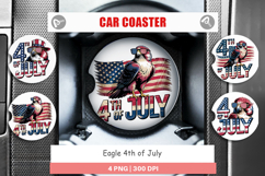 Car Coaster 4th of July Eagle Product Image 1