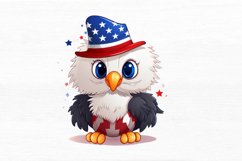 Cute Baby Bald Eagle 4th of July Watercolor Clipart Product Image 7