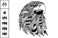 Eagle head mandala zentangle coloring page illustration Product Image 1