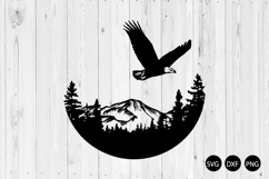 Eagle With Mountain Forest Scene SVG, Eagle SVG, Animal SVG Product Image 1