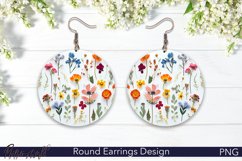 WildFlowers Round Earrings | Floral Designs | Earrings PNG Product Image 1
