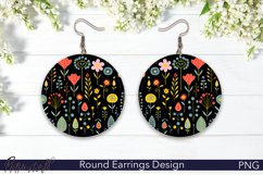 Wildflowers Round Earrings | Design with Flowers PNG Product Image 1